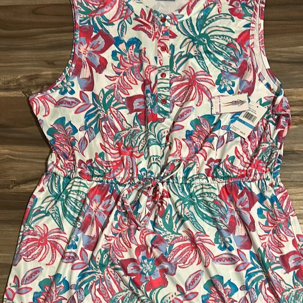 Stella Parker Dress Womens XL Hot Pink Floral Sleeveless Activewear UPF 30+ - Picture 7 of 13